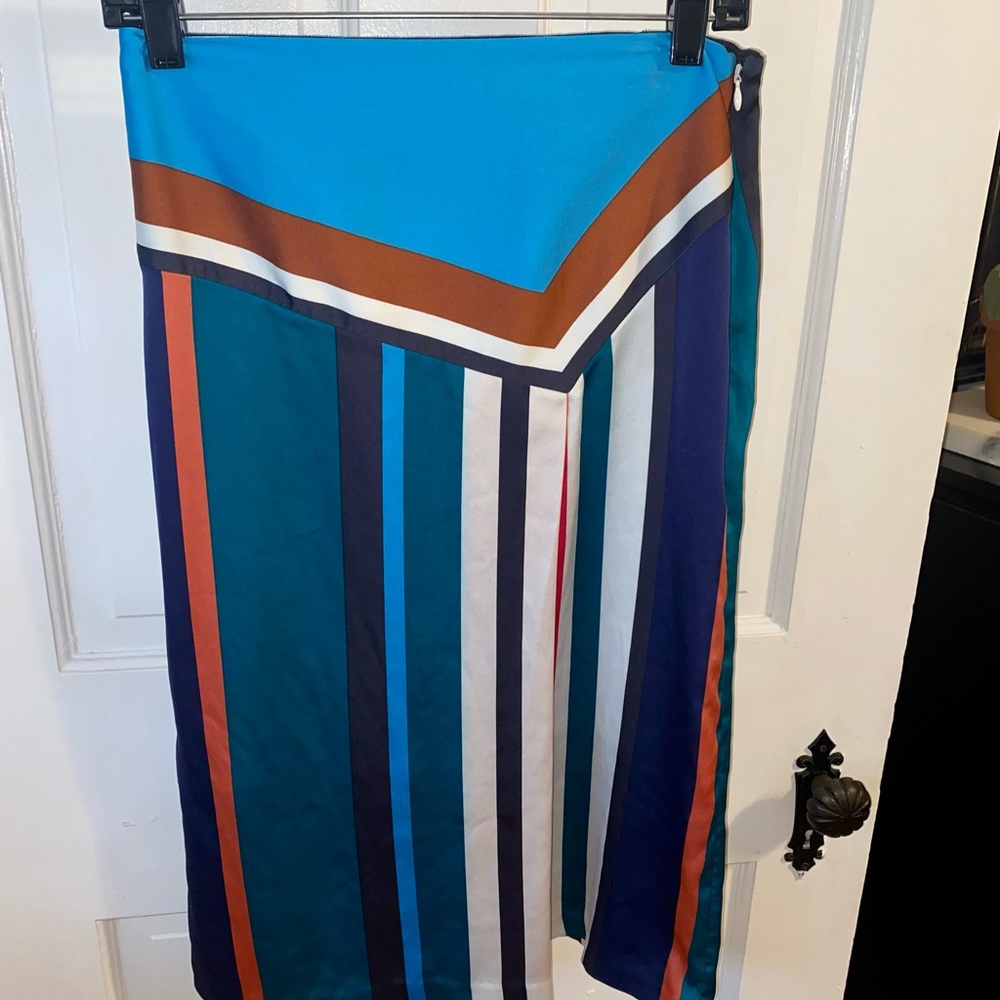 LOFT Color block Silk Skirt